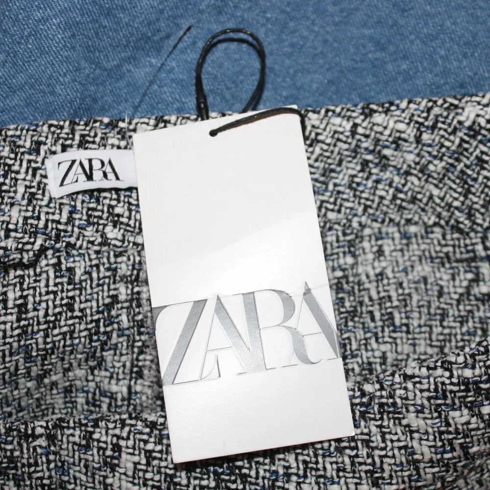 Zara Tweed and Denim Combination Mini Skirt